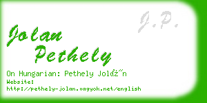 jolan pethely business card